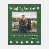 Couverture Polaire Best Dog Dad Paws Green Pet Photo (Devant)