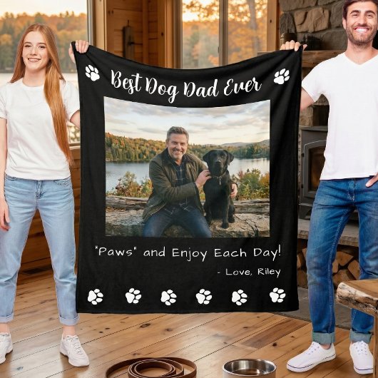 Couverture Polaire Best Dog Dad Paws Pet Black Photo