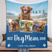 Couverture Polaire Best Dog Mom Custom 4 Photo Collage Purple