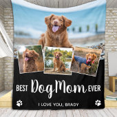 Couverture Polaire Best Dog Mom Custom 4 Photo Collage Purple