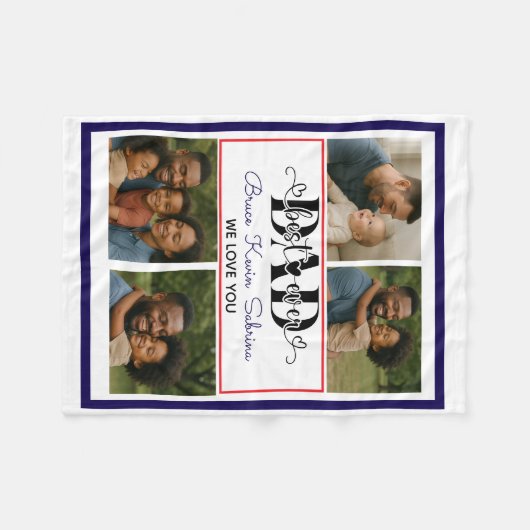 Couverture Polaire Best Father Ever Personalized Photo Collage (Devant (Horizontal))
