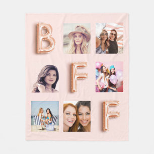 Couverture Polaire Best Friends rose or blush photo collage