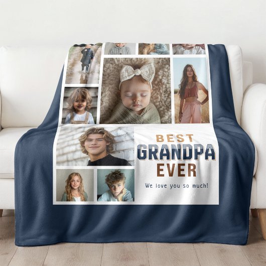Couverture Polaire Best Grandpa Ever 10 Photo Collage 