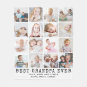 Couverture Polaire BEST GRANDPA JAMAIS 16 Photo Collage Blanc (Devant)