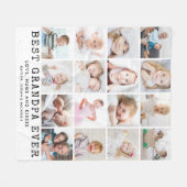 Couverture Polaire BEST GRANDPA JAMAIS 16 Photo Collage Blanc (Devant (Horizontal))