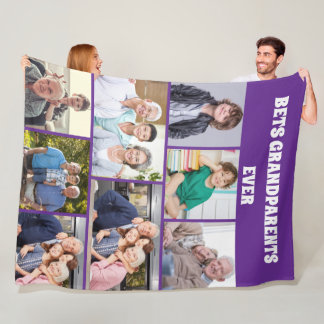 Couverture Polaire Best Grandparents Ever 8Photo Collage Chic purple