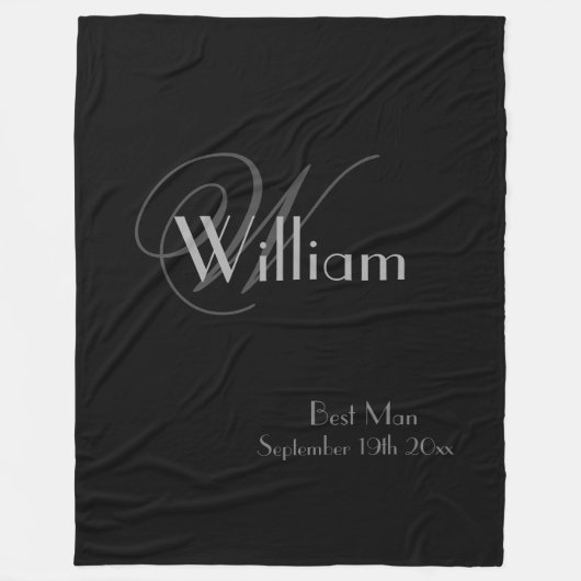 Couverture Polaire Best Man Cadeau Moderne Monogramme Chic Script Noi (Devant)