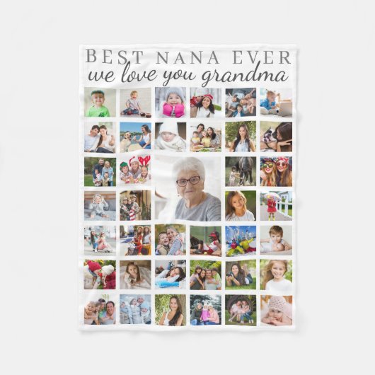 Couverture Polaire BEST NANA JAMAIS Grand-mère Photo Collage Blanc (Devant)