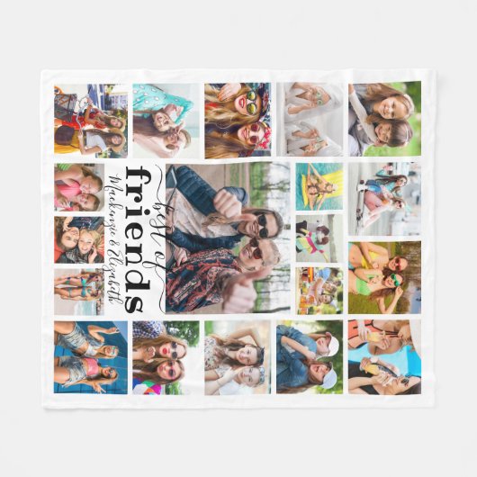 Couverture Polaire BEST OF FRIENDS Script 19 Collage photo (Devant (Horizontal))