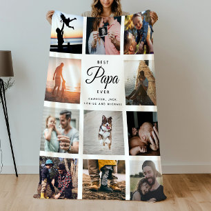 Couverture Polaire Best Papa Ever Modern 11 Photo Collage Family Chic