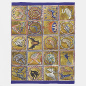 COUVERTURE POLAIRE BESTIAIRE MÉDIÉVAL, ANIMAUX FANTASTIQUES, ROUGE D' (Devant)