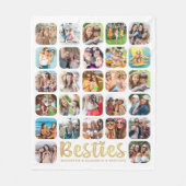 Couverture Polaire BESTIES 27 Photo Collage Personnalisé Blanc Or (Devant)