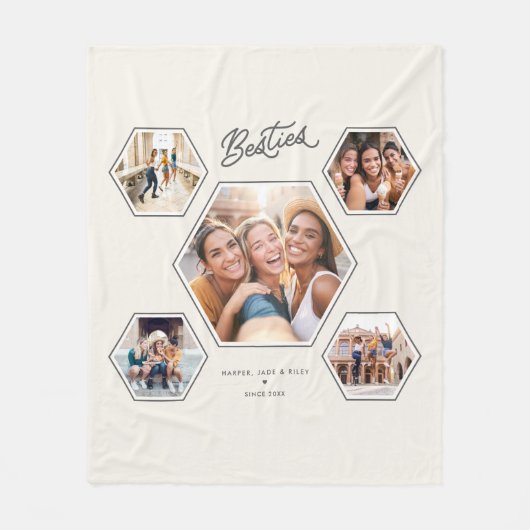 Couverture Polaire Besties Custom 5 Photo Collage Friendship Keepsake (Devant)