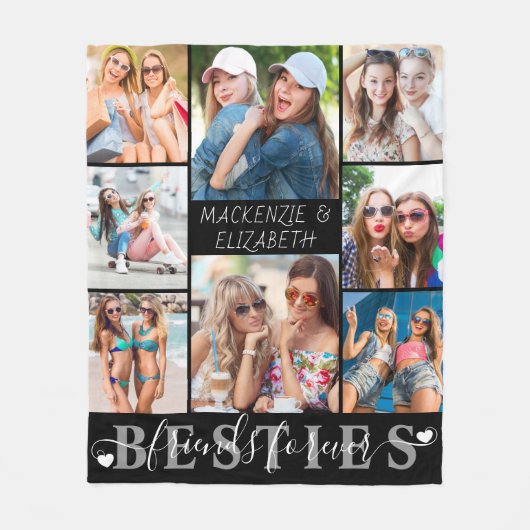 Couverture Polaire BESTIES Friends Forever Script 8 Photo Noir (Devant)