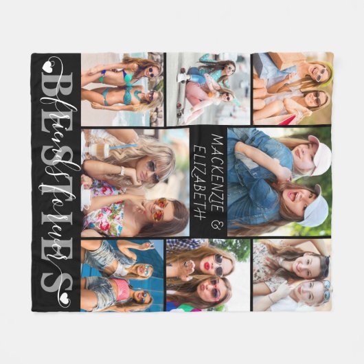 Couverture Polaire BESTIES Friends Forever Script 8 Photo Noir (Devant (Horizontal))