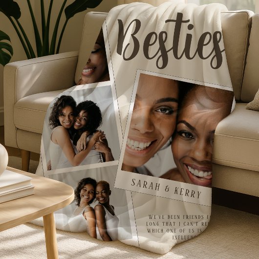 Couverture Polaire Besties Photo Collage Cream Fleece Blanket