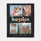 Couverture Polaire Besties Retro 4 Photo Meilleur Amis Toison Blanche (Devant)