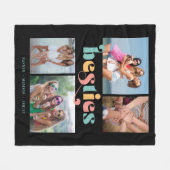 Couverture Polaire Besties Retro 4 Photo Meilleur Amis Toison Blanche (Devant (Horizontal))