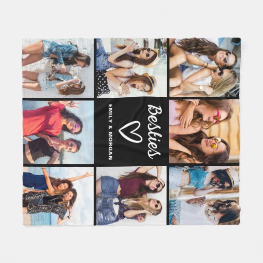 Couverture Polaire Besties Script Cadeau Pour Les Amis Photo Collage (Devant (Horizontal))