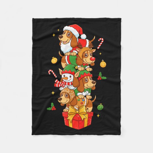 Couverture Polaire Bet Hound Santa Elf Snowman Christmas Womens Mens (Devant)