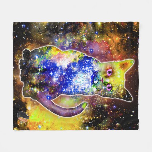 Couverture Polaire Bêta de chat cosmique (Devant (Horizontal))