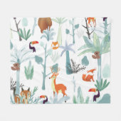 Couverture Polaire Bêtes : gribouillis de forêt tropicale. (Devant (Horizontal))