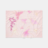 Couverture Polaire Beurre rose mignon Papillon Personnalisé (Devant (Horizontal))