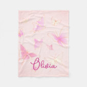 Couverture Polaire Beurre rose mignon Papillon Personnalisé (Devant)