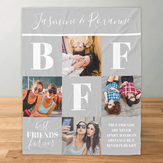 Couverture Polaire BFF Besties Photo Collage Gris