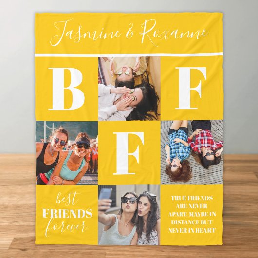 Couverture Polaire BFF Besties Photo Collage Sunflower Jaune