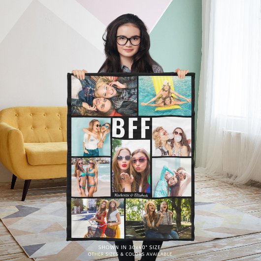 Couverture Polaire BFF moderne Best Friends Photo Collage Noms