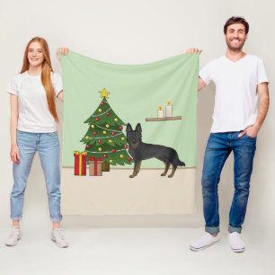Couverture Polaire Bi-Black Berger Allemand Sapin de Noël Festif