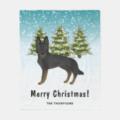 Couverture Polaire Bi-Black German Shepherd Winter Forest Nom de fami (Devant)