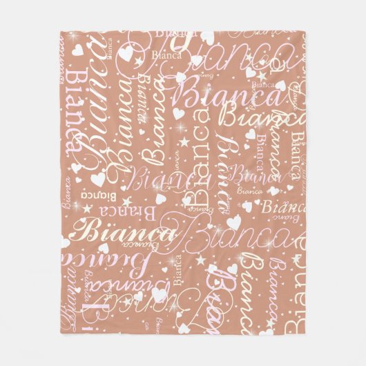 Couverture Polaire Bianca Nom personnalisé Motif Boho Rosy (Devant)