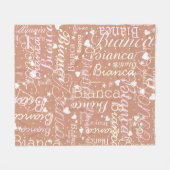 Couverture Polaire Bianca Nom personnalisé Motif Boho Rosy (Devant (Horizontal))