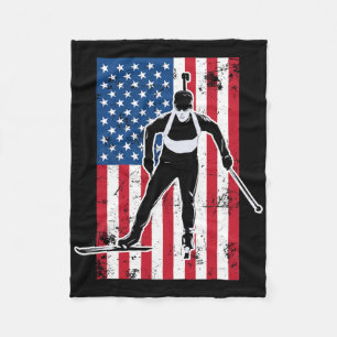 Couverture Polaire Biathlon American Flag 2 Cadeau Usa - Équipe de bi