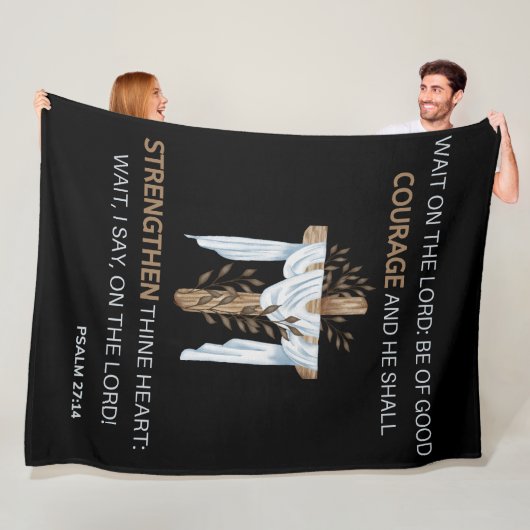 Couverture Polaire Bible Verse Écriture Psaume 27:14 KJV (En situation)