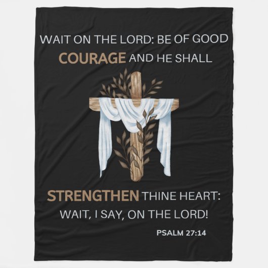 Couverture Polaire Bible Verse Écriture Psaume 27:14 KJV (Devant)