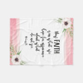 Couverture Polaire Bible verse Fleece Blanche à fleurs roses (Devant (Horizontal))