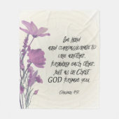 Couverture Polaire Bible verse Fleece Floral violet Blanche (Devant)