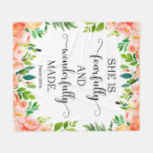 Couverture Polaire Bible verse Pêcher Floral Fleece Blanche (Devant (Horizontal))