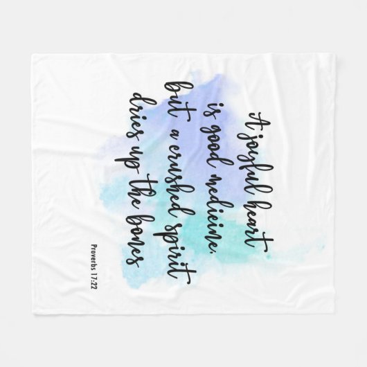 Couverture Polaire Bible verset Bleu Brush Blanche polaire (Devant (Horizontal))