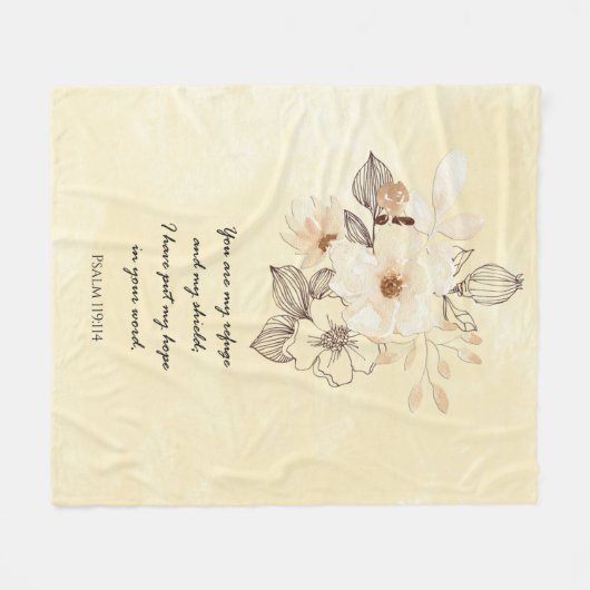 Couverture Polaire Bible verset Psaume Écriture florale (Devant (Horizontal))