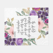Couverture Polaire Bible verset Violet Floral Fleece Blanche (Devant (Horizontal))