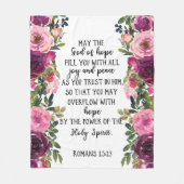 Couverture Polaire Bible verset Violet Floral Fleece Blanche (Devant)