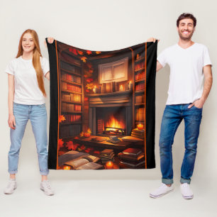 Couverture Polaire Bibliothèque d'automne cosy