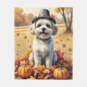 Couverture Polaire Bichon Frise À L'Automne Feuilles Thanksgiving Art (Devant)