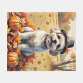 Couverture Polaire Bichon Frise À L'Automne Feuilles Thanksgiving Art (Devant (Horizontal))