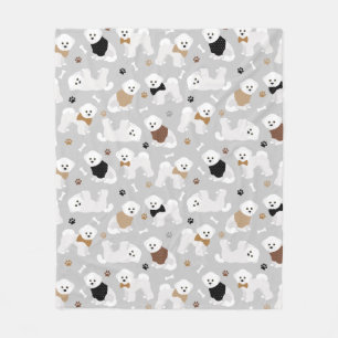 Couverture Polaire Bichon Frise Bones and Paws Grey