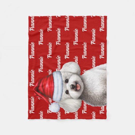 Couverture Polaire Bichon Frise Chien avec nom Noël (Devant)